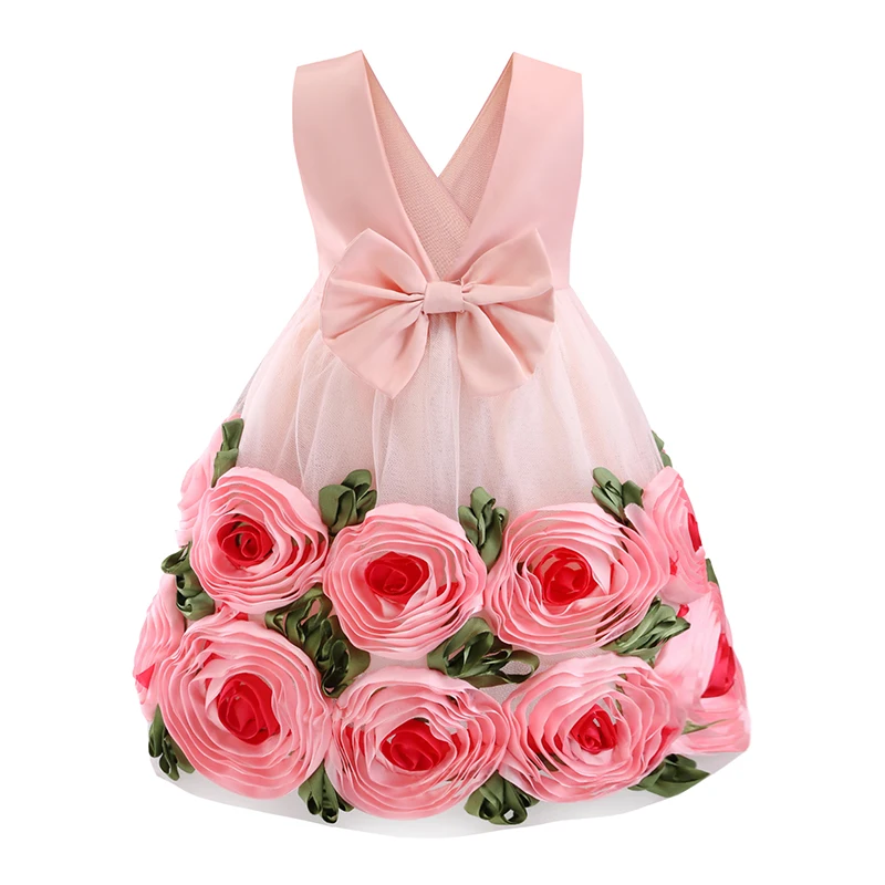 

Элегантное платье принцессы для маленьких девочек с вышивкой в виде роз, платье для свадьбы, дня рождения, летние платья для девочек, официальное платье, детская одежда