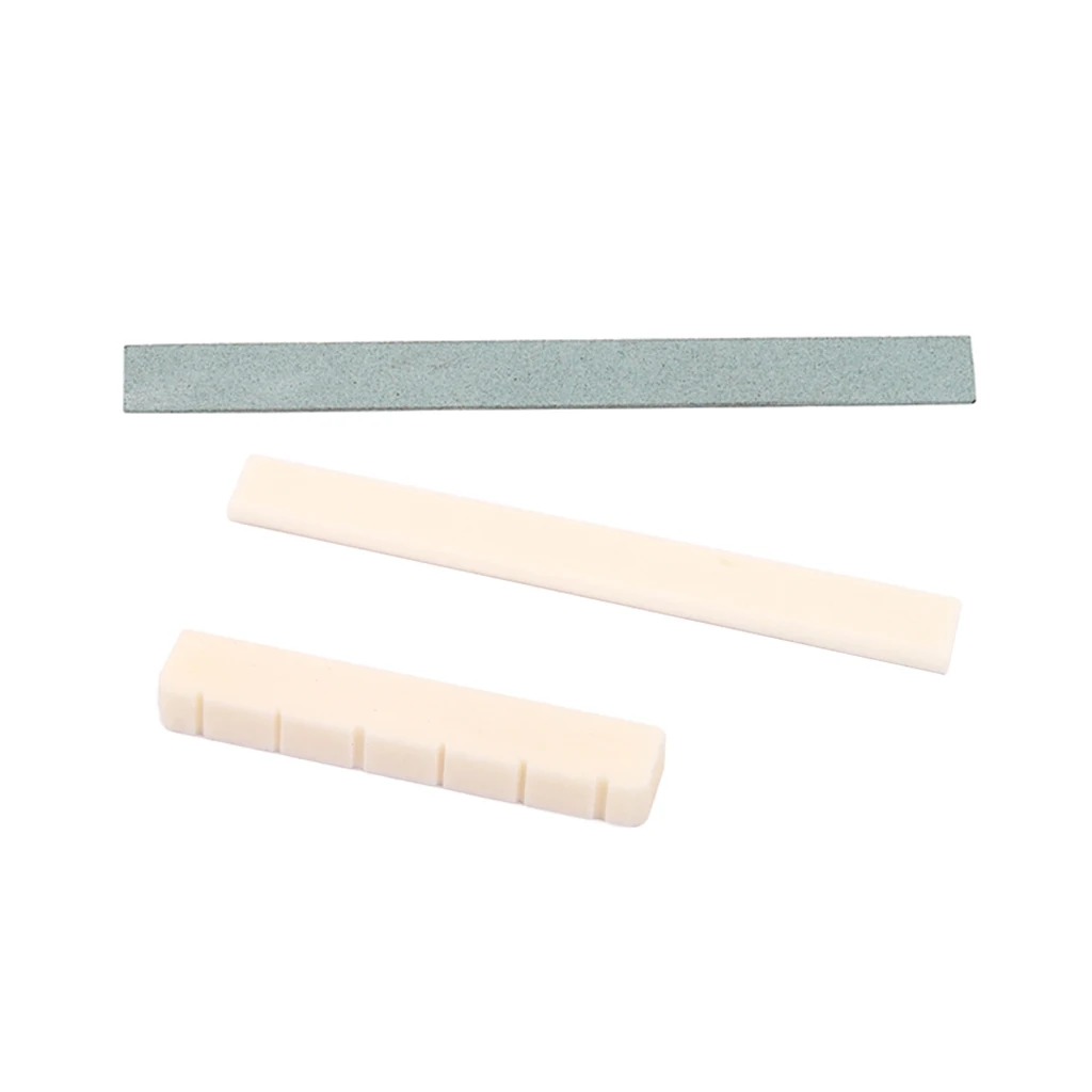 Buffalo Bone Slotted Saddle Nut W/ Fret Stone Sander For Classical Guitar