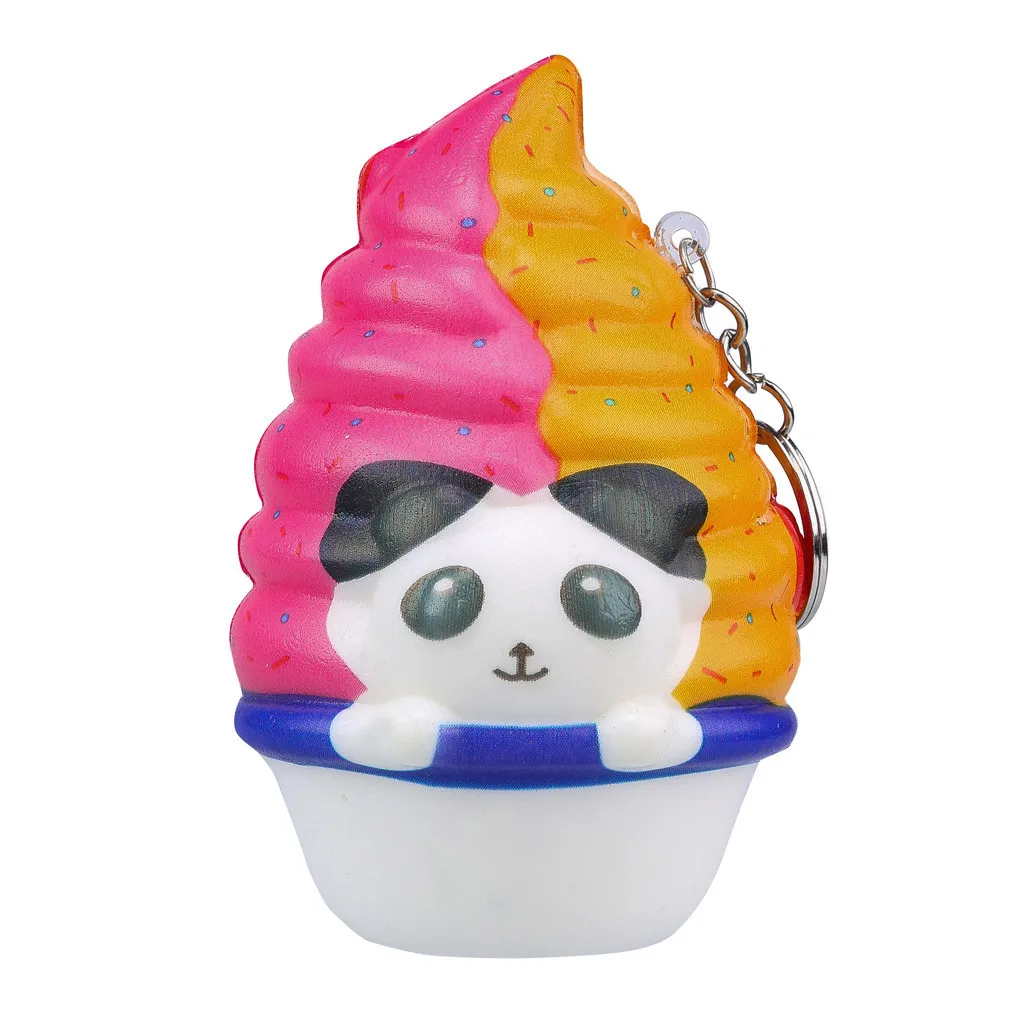 Kawaii Panda ice cream Slow Keychain Stress Reliever Toy Antistress Kids Toys Backpack Key Decorations Slow rebound toy #A