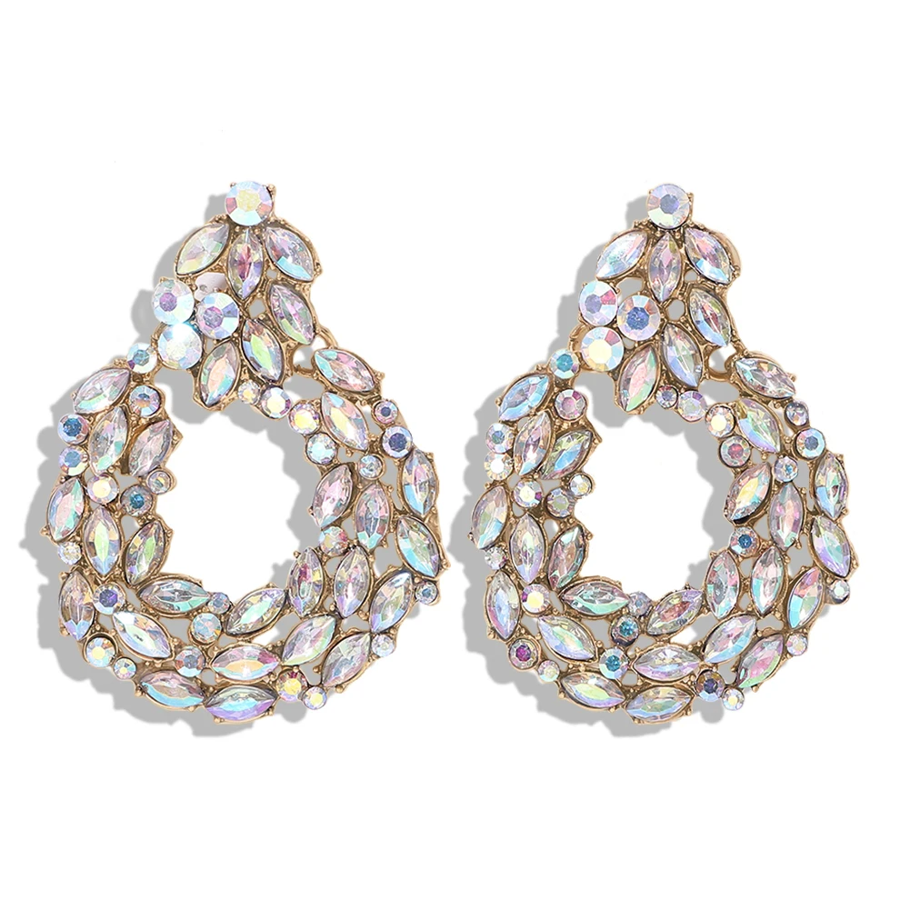 Модные женские висячие серьги ZA с кристаллами, круглые Висячие серьги-капли, современные женские ювелирные изделия