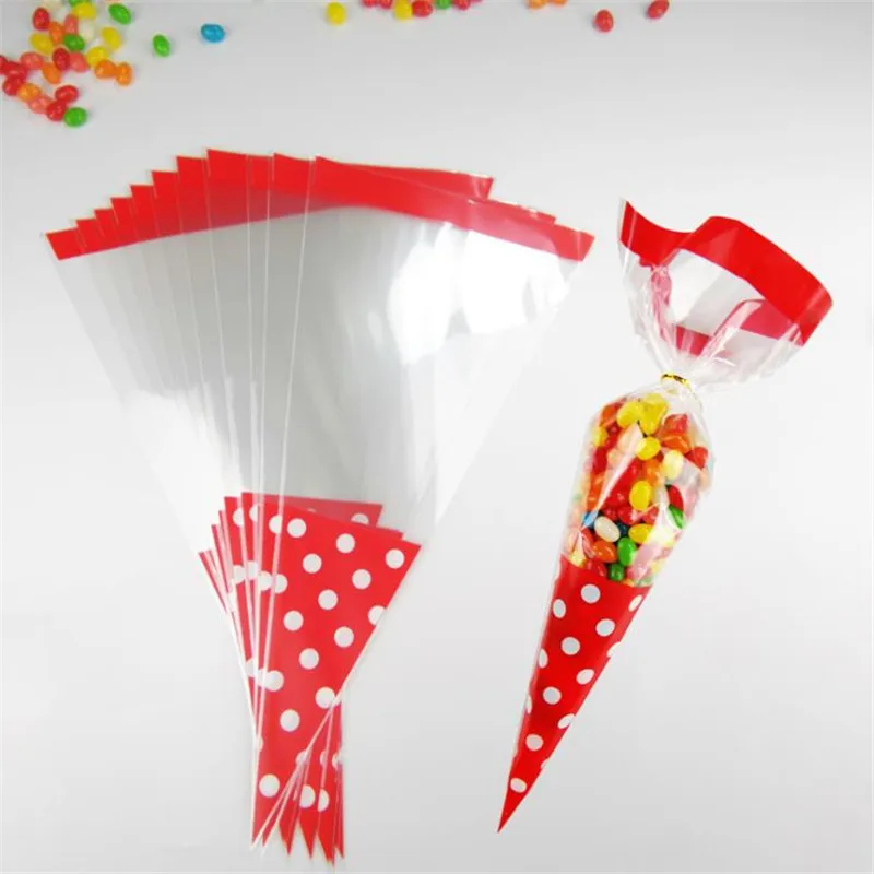 100 Sacchetti Trasparenti per Caramelle, Sacchetti Trasparenti a Cono Con Filato di Ciniglia, Soffici Pompon, Occhi Finti, Strisce di Cravatta, Sacchettini Trasparenti Cono per Natale Compleanno