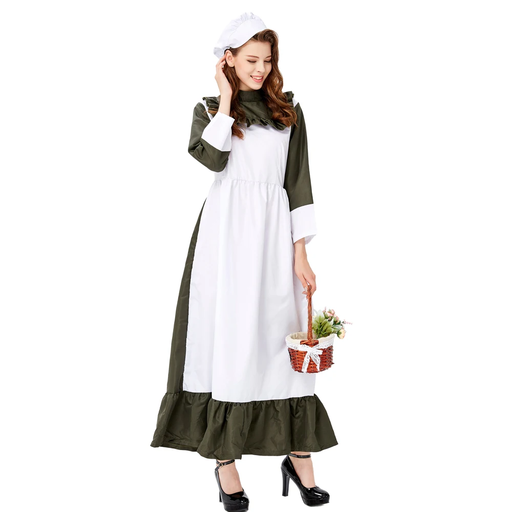 

High Quality M-XL Female Housekeeper Housemaid Cosplay Woman Halloween Maid Costume Carnival Purim Masquerade Rave Party Dress