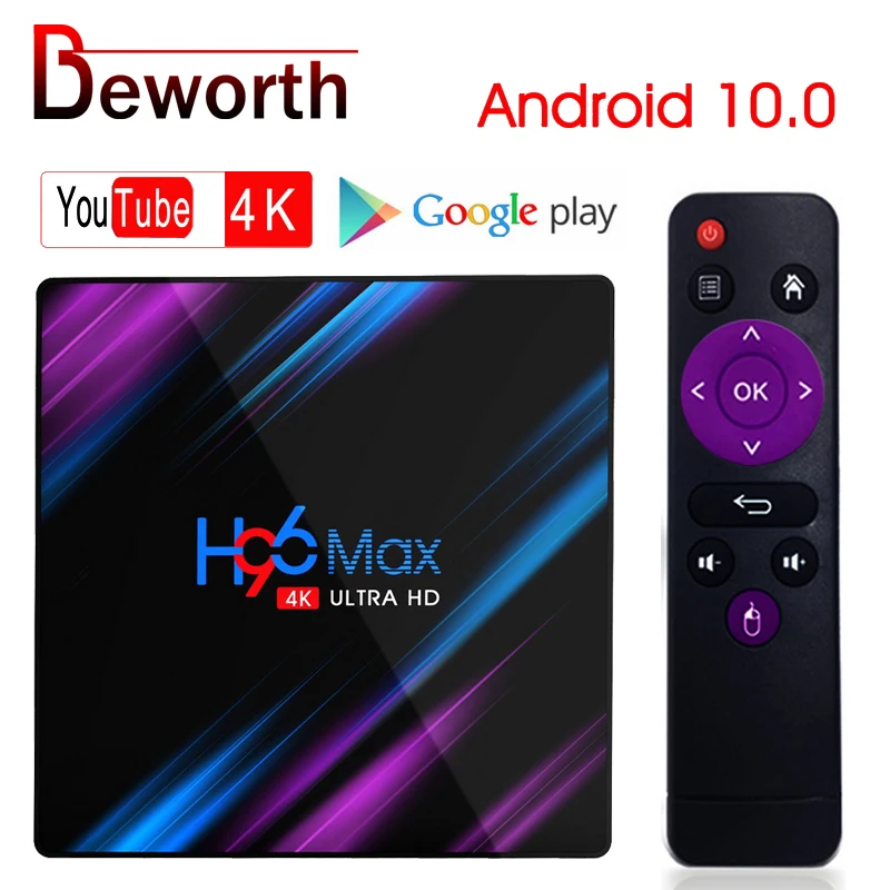Приставка Смарт ТВ H96 MAX RK3318 4K Android 10 0 DDR3 4 ГБ 64 USB3.0 1080P H.265 медиаплеер H96MAX Google Voice Netflix
