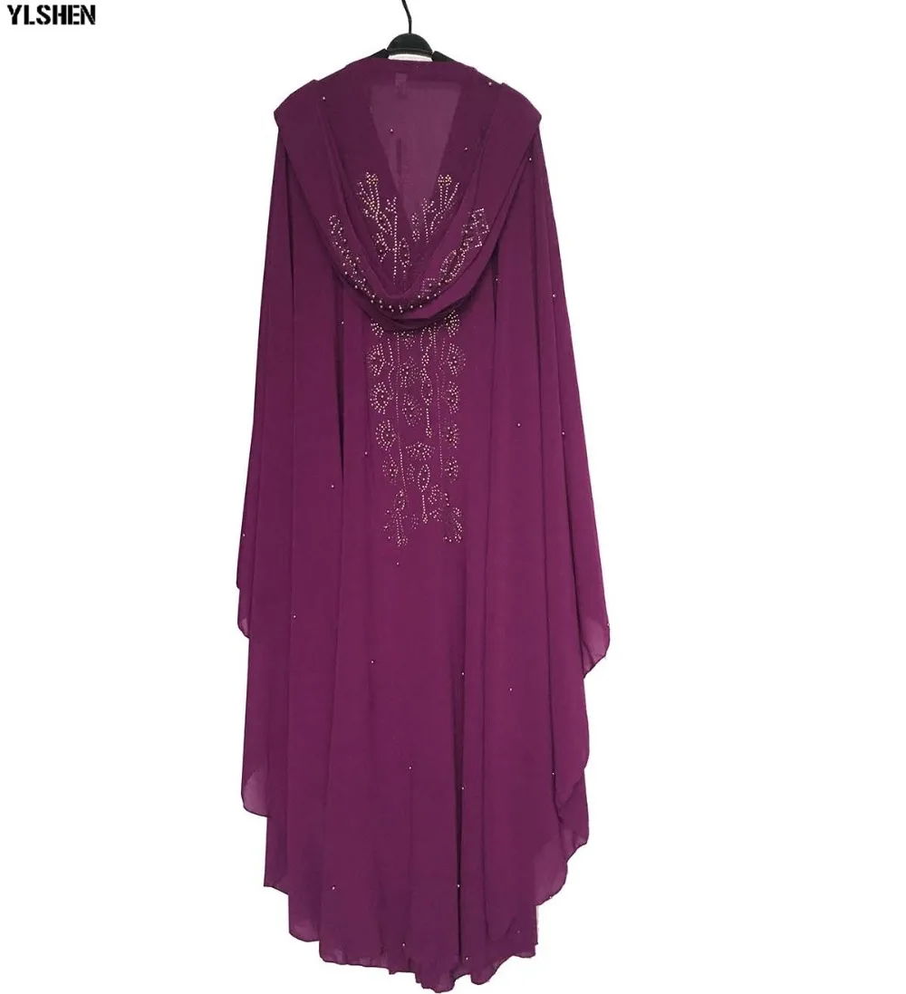Super Size African Dresses for Women Dashiki Diamond Bead African Clothes Abaya Dubai Robe Evening Long Muslim Dress Hooded Cape 29