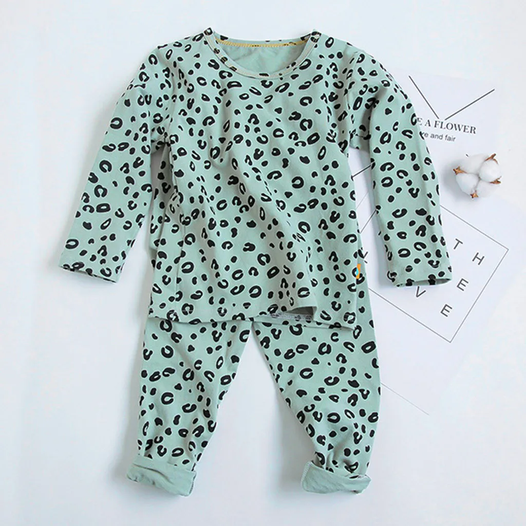 Одежда для маленьких девочек; топы с длинными рукавами; леопардовые штаны; пижамы; одежда для сна; roupas infantis menina; Детские комплекты