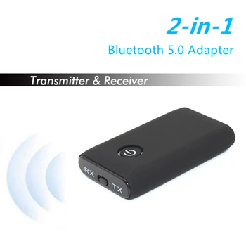 

2-in-1 Bluetooth 5.0 Audio Adapter Wireless Transmitter Receiver HD Sound Quality 3.5mm AUX Jack Stereo Music Adapter For TV PC