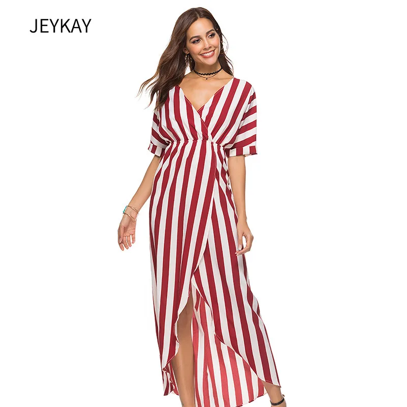 

Beach Bathing Outings Bikini Cover Up Dress For Women Coverup Dresses 2019 Bump Color Stripe High Waist Irregular Lady Spot