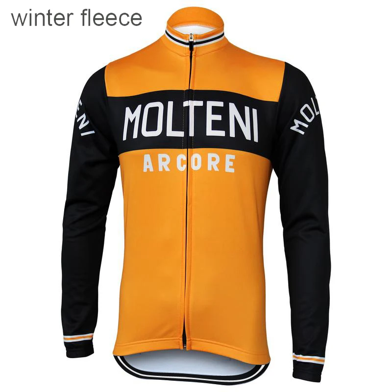 Ретро Велоспорт Джерси зима флис человек с длинным рукавом велосипедная одежда тепловой ветрозащитный велосипедная одежда ropa Ciclismo несколько вариантов