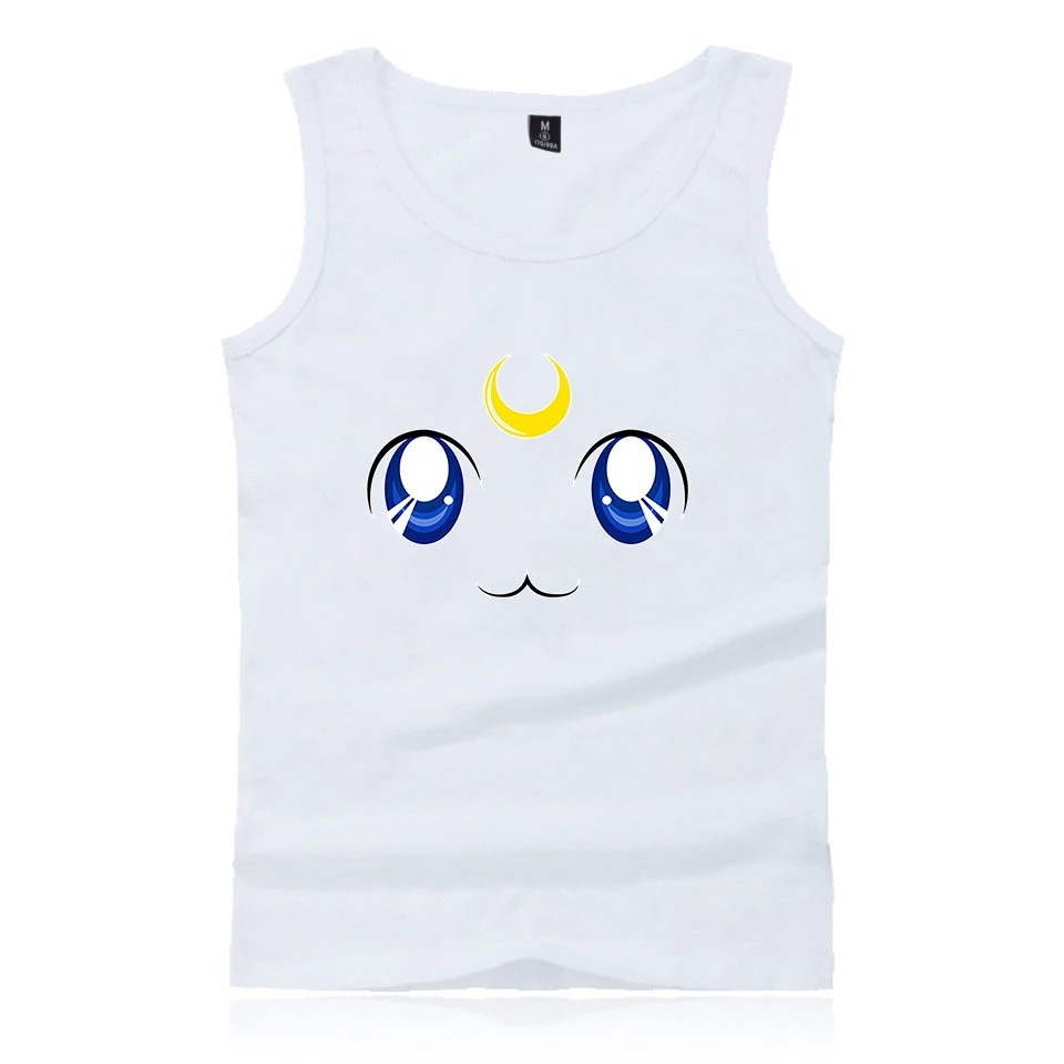 Sailor Moon/брендовая майка для бодибилдинга, мужская майка для фитнеса, майка без рукавов Harajuku, майка для мускулистых мужчин, майка