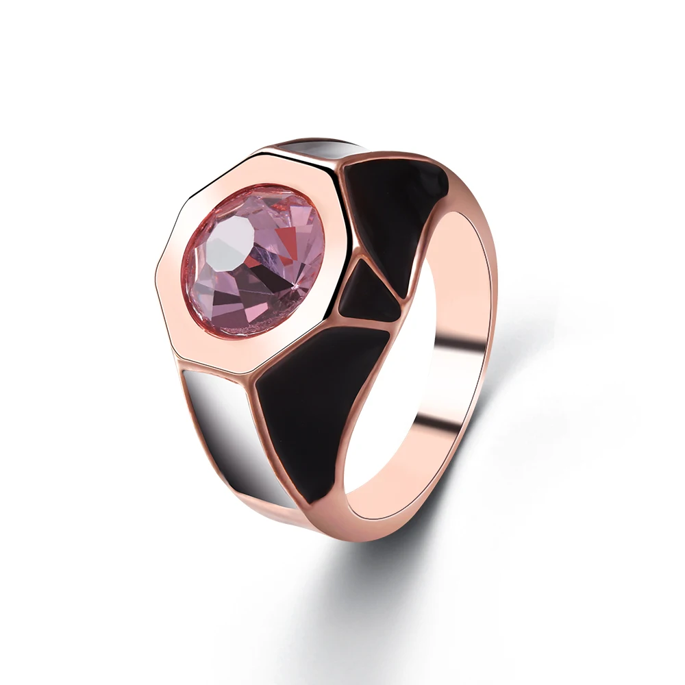 Men Women Zircon Ring Fashion High End Octagonal Inlaid Zirconium Pink Luxury Jewelry Accessories Couple Anniversary Gift | Украшения и