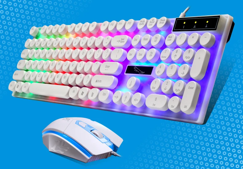 Радужный цветной светодиодный водонепроницаемый проводной комплект клавиатура и мышь игровая клавиатура подвеска круглая клавишная крышка клавиатура ПК ноутбук