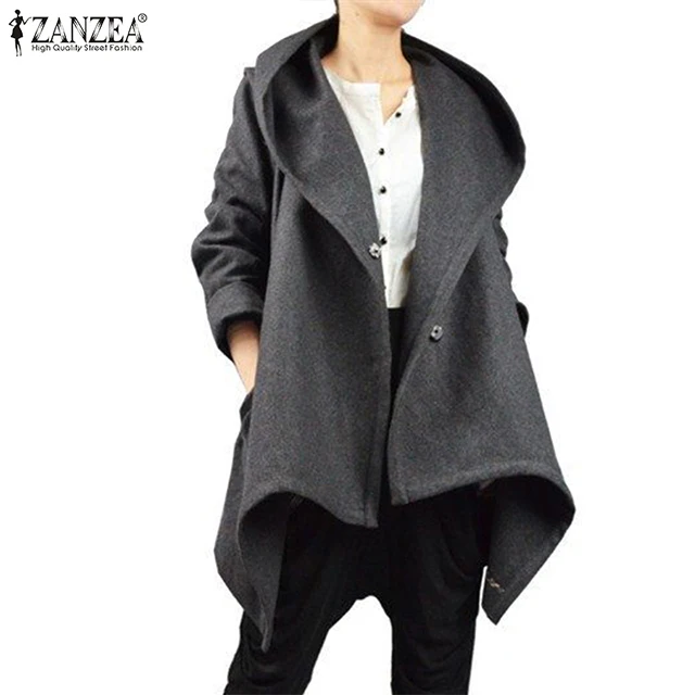 ZANZEA женские ассиметричные повседневные худи и свитшоты пальто 2019 осень зима Длинные куртки верхняя одежда оверсайз