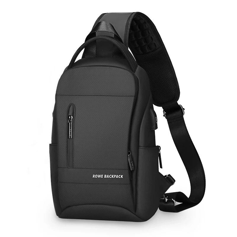FRN новая многофункциональная Большая вместительная сумка-мессенджер, Мужская нагрудная сумка, usb зарядка, водонепроницаемая сумка через плечо, модная мужская сумка через плечо - Цвет: Black