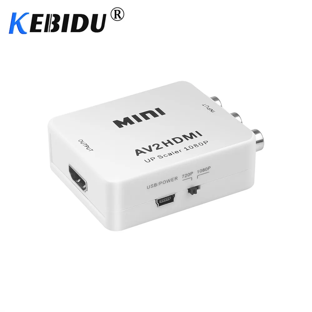 Композитный AV CVBS 3RCA к HDMI-совместимый видеоконвертер адаптер Full HD 720P 1080P для HDTV VCR DVD