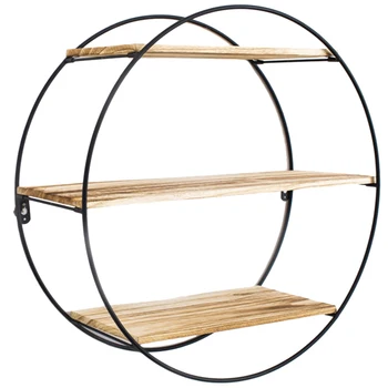 

Iron Wall Hanging Racks Nordic Solid Wood Wall Storage Rack Creative Home Multi-Function Storage Rack