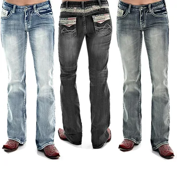 

Woman Jeans Woman Middle-waisted Washed Jeans Show Thin Jeans Pants Plus Size Spring and Autumn Jeans Print Jeans Woman
