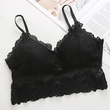 

Women Lace Sexy Bra Lace Ribbon Chest Pad Lace Camisole Bras Sexy fashion Leisure Underwear Relax Comfortable