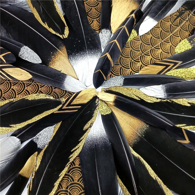 20Pcs Black Golden Goose Feathers Handicraft Accessories Duck Plumas Jewelry Creation DIY Wedding Decoration Table Centerpieces | Дом и сад