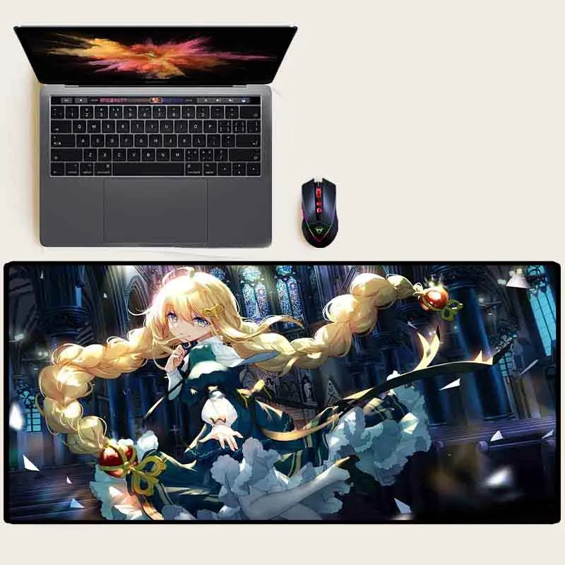 

XGZ Large Mouse Pad Dancing Cute Girl Gaming Mouse Pad Non-slip Black Seaming Youth Office Computer Carpet Table Mat