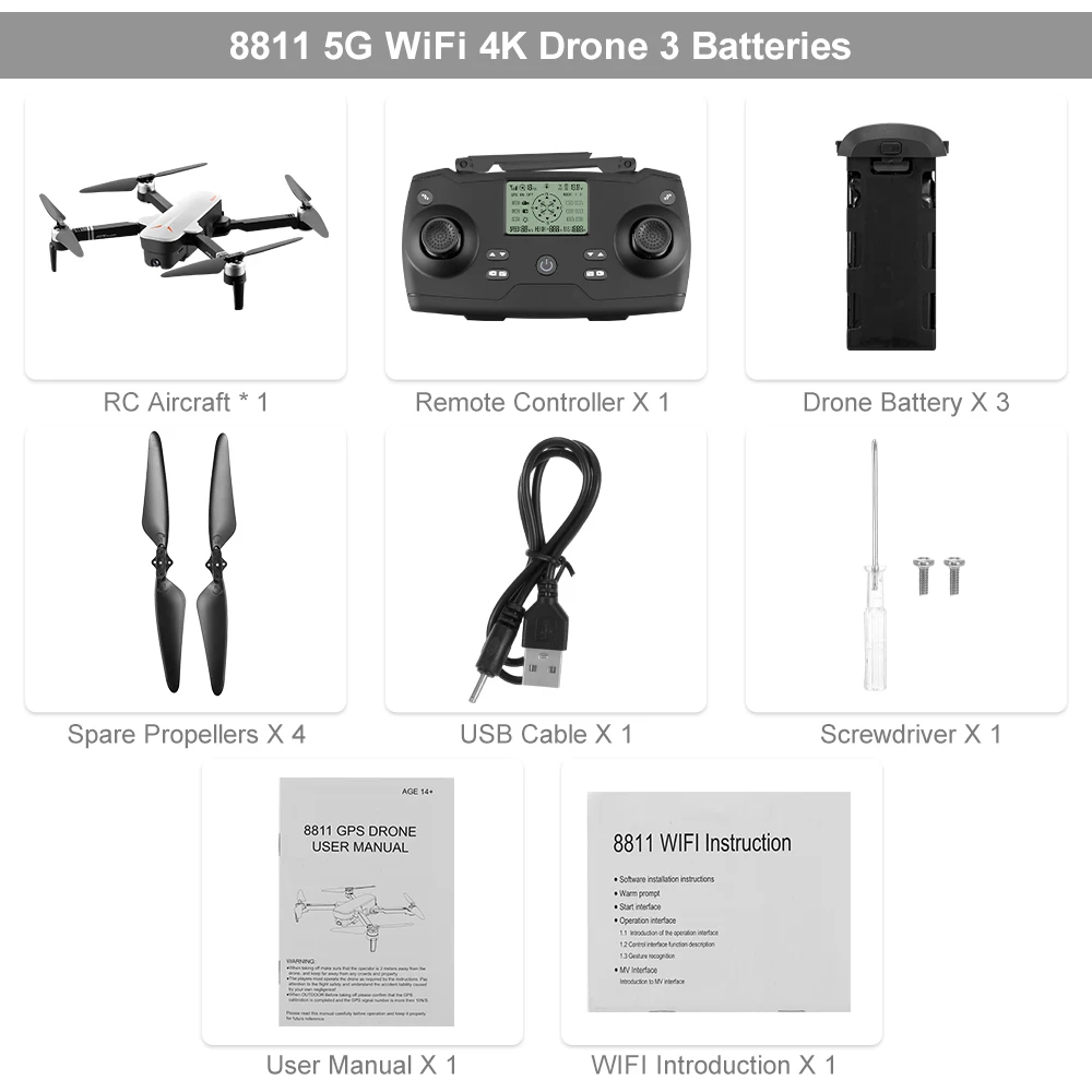 8811 Профессиональный gps-дрон с камерой 4K 5G Wifi бесщеточный Радиоуправляемый квадрокоптер оптический поток позиционирования жестов фото Следуйте за мной Дрон - Цвет: 3Battery with Box