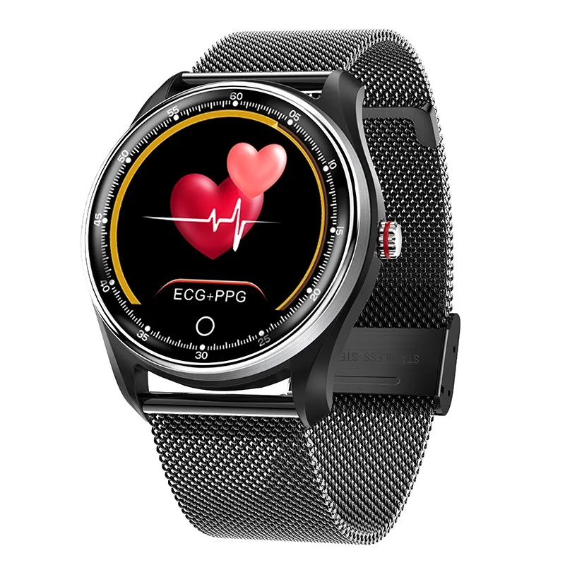 Black steel LYKRY MX9 ЭКГ+ PPG Смарт часы кровяное давление монитор сердечного ритма водонепроницаемый с несколькими языками умные часы для мужчин и женщин - Цвет: Black steel