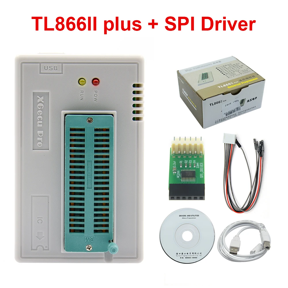 

Original V8.51 TL866II Plus EEPROM PIC AVR USB Universal BIOS nand Programmer 24 93 25 mcu Bios EPROM with SPI Driver