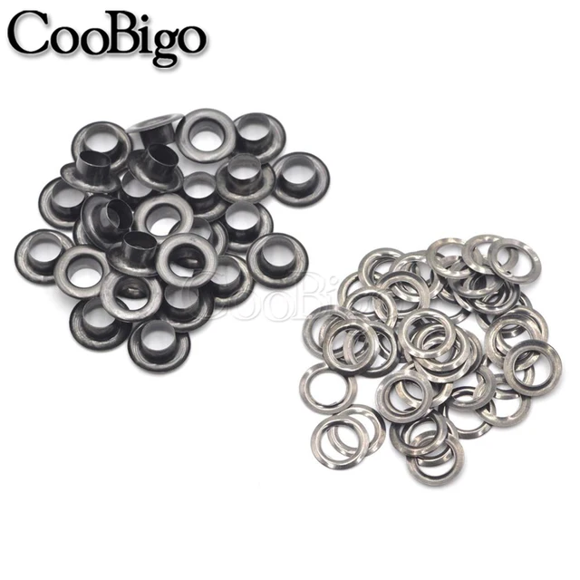 100Sets Eyelets Grommets Metal Rings Leather Craft Repair Camping Tent  Awnings Auto Canvas Cover Sheet Outdoor Boots Black Nicke