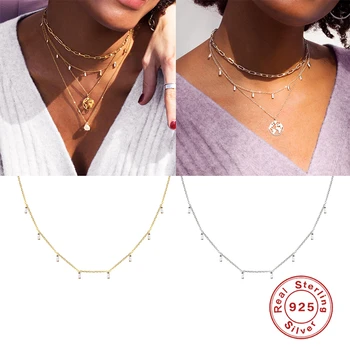 

100% High quality 925 Silver Sterling Necklace Fashion Pendant Chain Necklace Women collares mujer collier femme Fine Jewelry