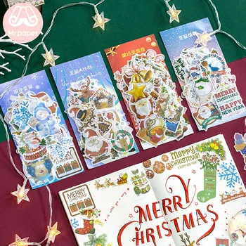 

Mr.paper 60Pcs/pack Merry Christmas Santa Claus Stickers White Snowman Loving Christmas Song Deco Children Stationery Stickers
