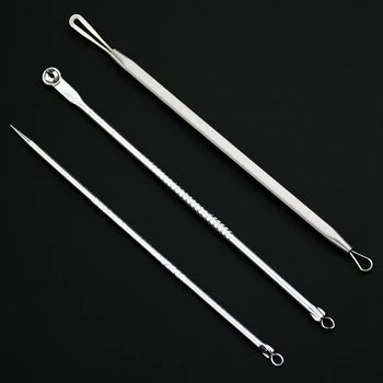

Stainless Steel 3pcs Whitehead Blackhead Remover Tool Kit Blemish Acne Pimple Extractor Set Face Skin Care removedor de cravo