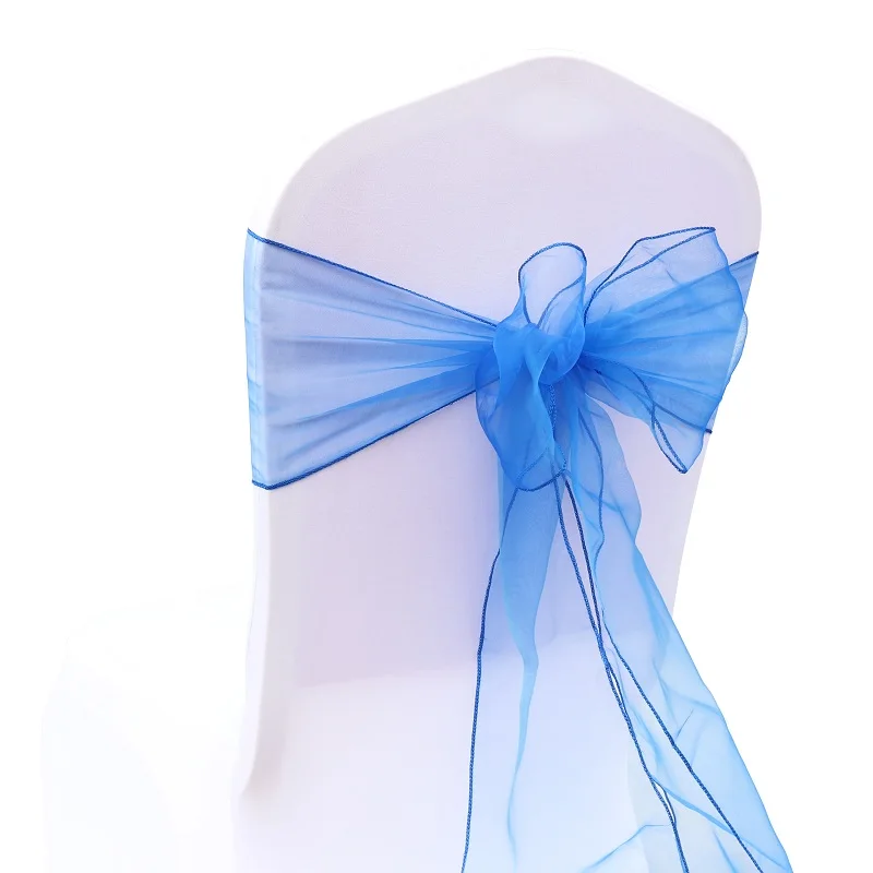 50 шт./компл. 18 см x 275 см лента на стул из органзы с бантом для банкета Свадебная вечеринка событие рождественские украшения прозрачная ткань органза; питания - Цвет: royal blue