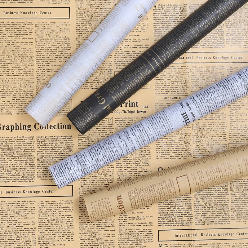 Gift Wrapping Paper Retro English Newspaper Kraft Tissue Paper 20Sheets Flower Bouquet Gift Wrapping