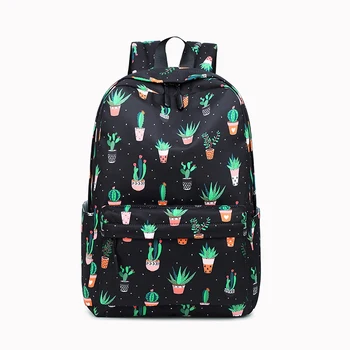 

Cactus Canvas Backpack Cartoon Printed School Bags for Teenagers Shoulder Bag Mochila Feminina Sac Women knapsack Cute Rucksack