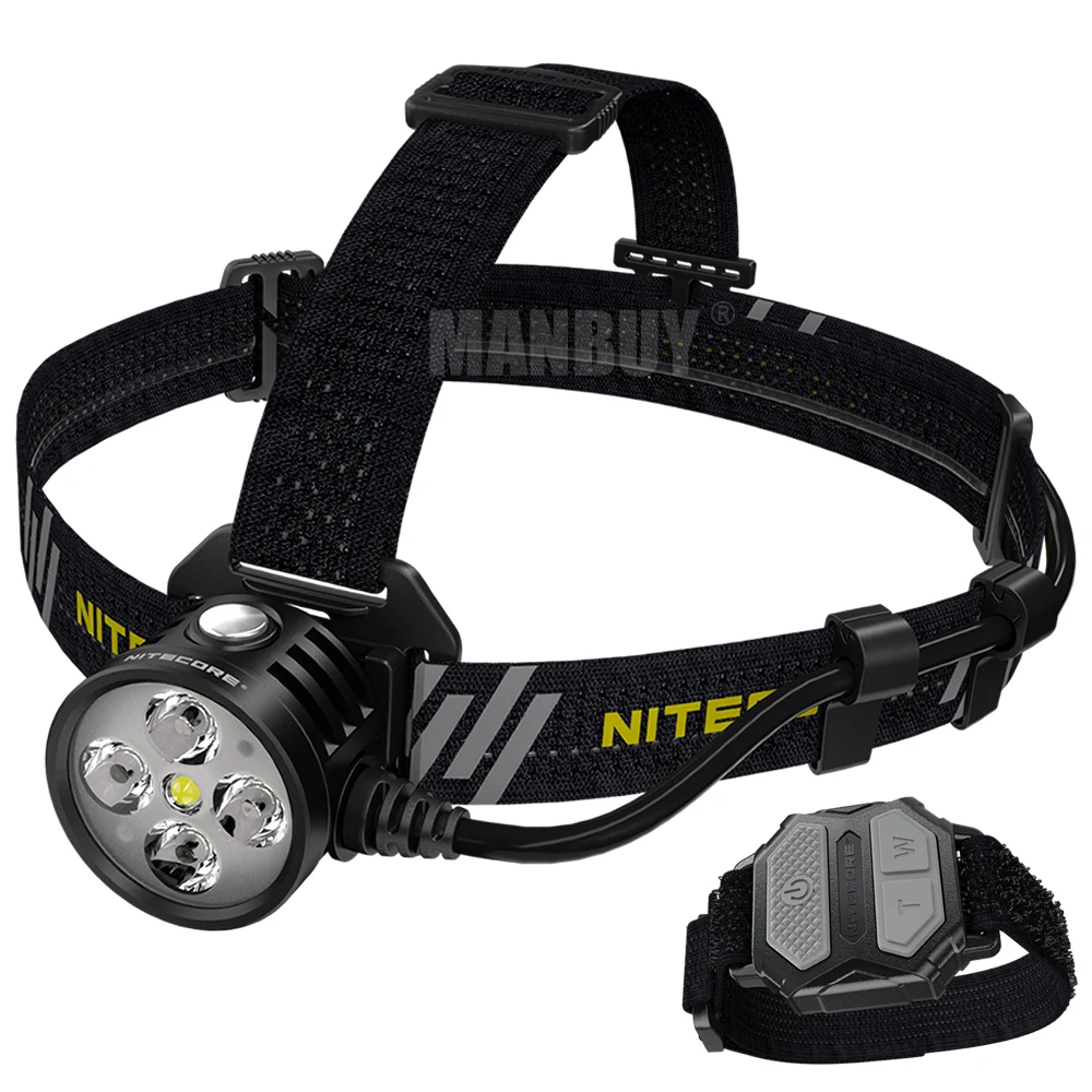 2020 Nitecore HU60 USB Powered Elite LED Headlamp 4 x CREE XP-G3 S3 LED 1600 Lumens with Remote Control Wristband Free Shipping