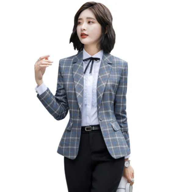 

Tm50084 Autumn And Winter Small Suit Slim Fit Plaid Coat Business Short Leisure Suit