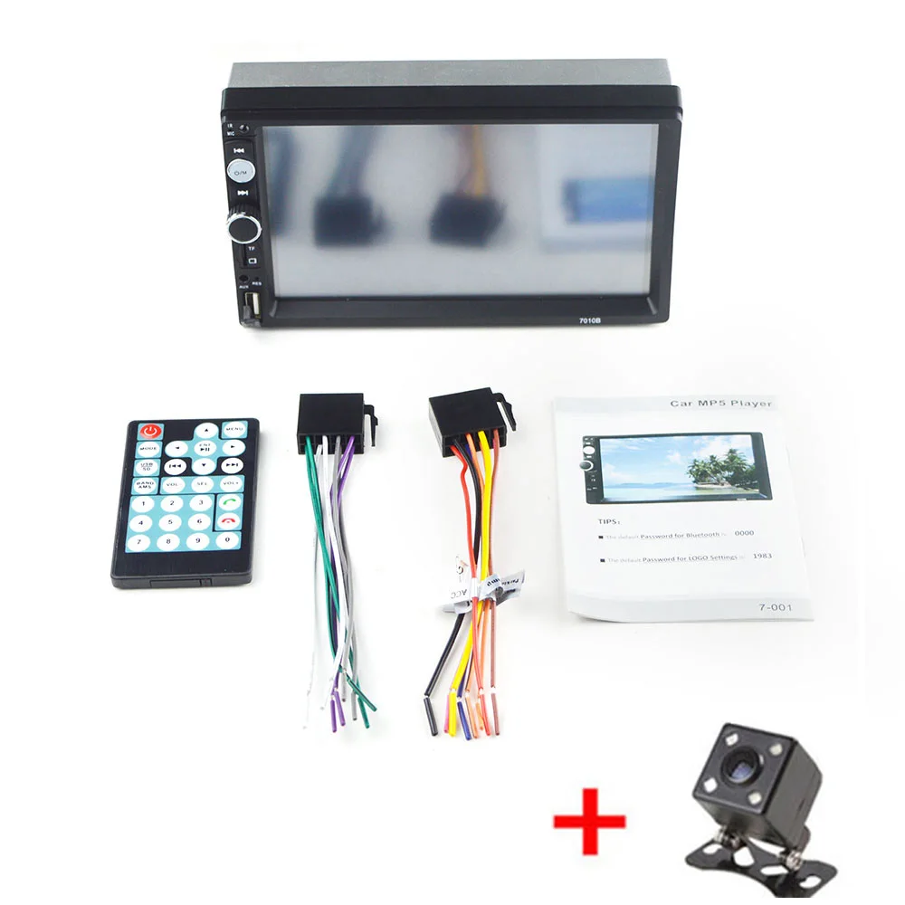 Автомагнитола стерео Bluetooth 2 Din 7 дюймов сенсорный экран Авто Аудио Авторадио поддержка зеркальная связь FM MP5 USB AUX камера заднего вида - Цвет: with camera