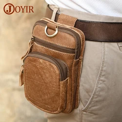 JOYIR Men's Waist Bag Genuine Leather Belt Bag Phone Pouch Vintage Man Belt Pouch Waist Pack with Hook Travel Male Fanny Pack