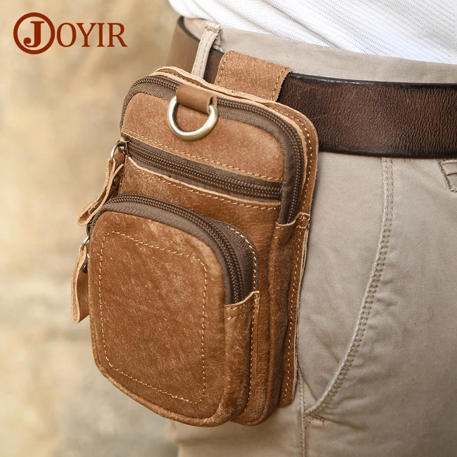 genuine leather male Waist Pack men Leather Belt Waist bags phone