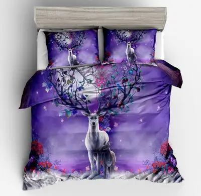 King size bedding set quilt cover letter feather home textile new comfortable home bedding Christmas elk bed set queen bed set - Color: 6