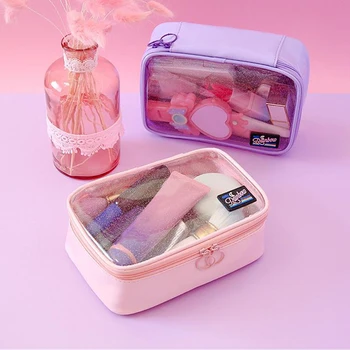 

Waterproof Laser Transparent Cosmetic Bag Women Makeup Case Beauty Organizer Pouch Female Jelly Bag Toiletry Beauty Wash Kit