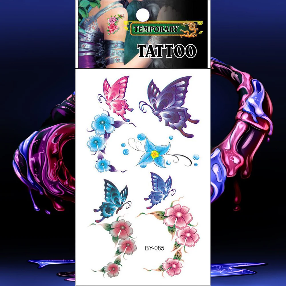 Colorful Butterfly and Flower Waterproof Tattoo Sticker Temporary Tatoo Body Art Arm Hand Girl Women Fake Tattoos Flash Tatto | Красота и