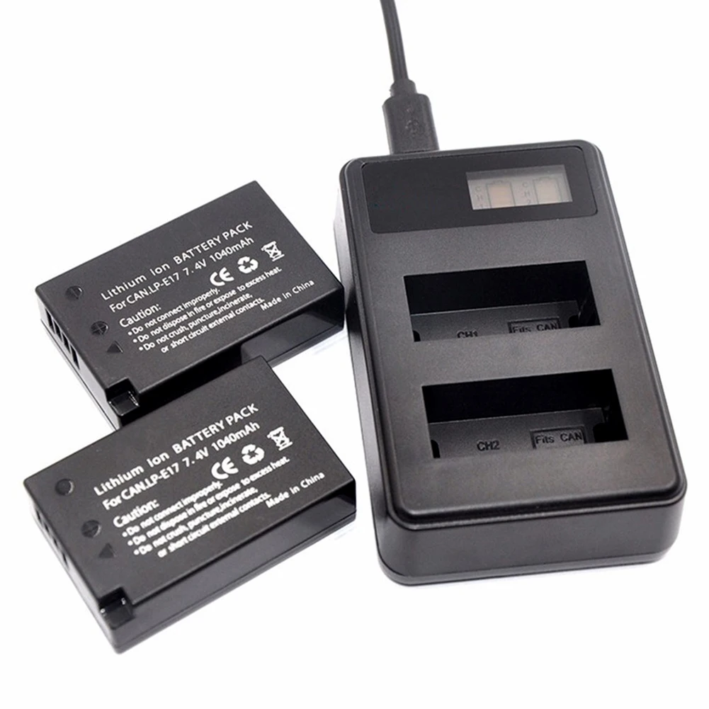 

Battery Charger Professional LCD Display Dual Ports Replacement Practical Stable Efficient Travel Lightweight For Canon LP E17