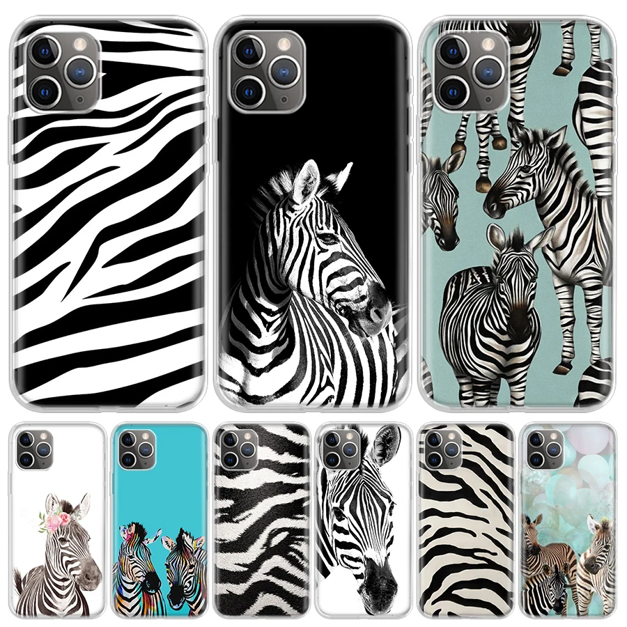 Zebra Striped Transparent Phone Case for iPhone 12 11 Pro Max XS XR X 12 iPhone 12 Mini Arty Case iPhone 7 8 Plus Case SE 2020