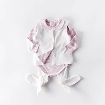

Toddler Autumn Double-Sided Cardigan+Striped Romper+Legging Infant Cotton Baby Suit 0 to 24 Month Baby Clothes OBS204030
