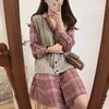 pink Plaid New Autumn Spring A Line Office Lady Dress Women Turn down collar Long Sleeve grid Casual Dresses Robe Femme Vestido ► Photo 2/6