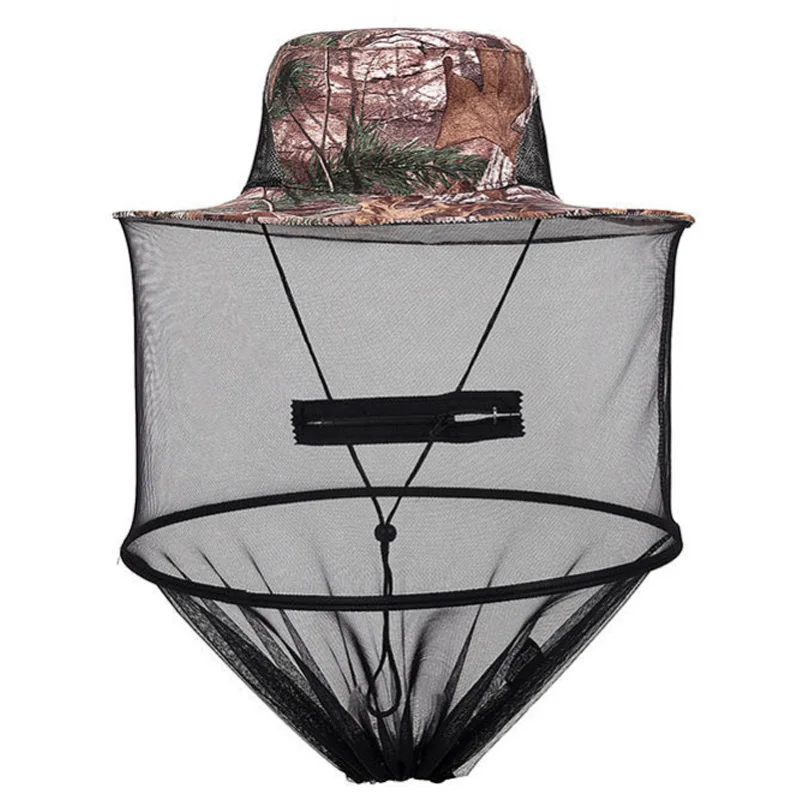 Camouflage Fishing Hat Bee Keeping Insects Mosquito Net Prevention Cap Mesh Fishing Cap Outdoor Sunshade Lone Neck Head Cover Tr