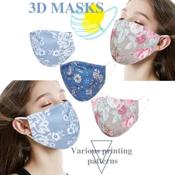 

3PC Adult Unisex Washable Mask Anti-ultraviolet Printed Pad Gasket Mouth Masks For Protection Breathable Reusable Mascarilla