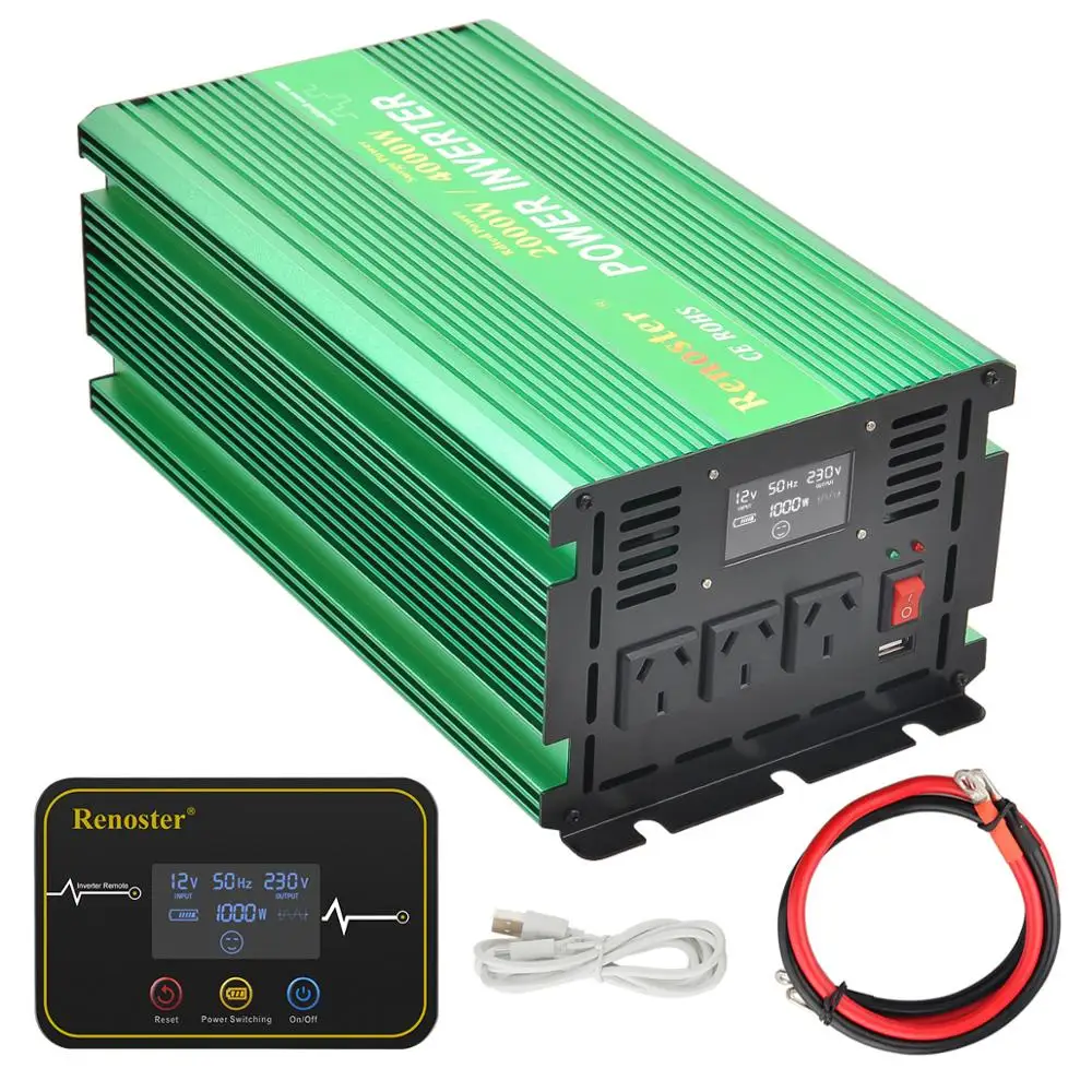 

2000/4000W Inverter Solar 12V to 220V Converter Charger Transformer Modified Sine Wave Inverter Quiet Fast Charge power for car