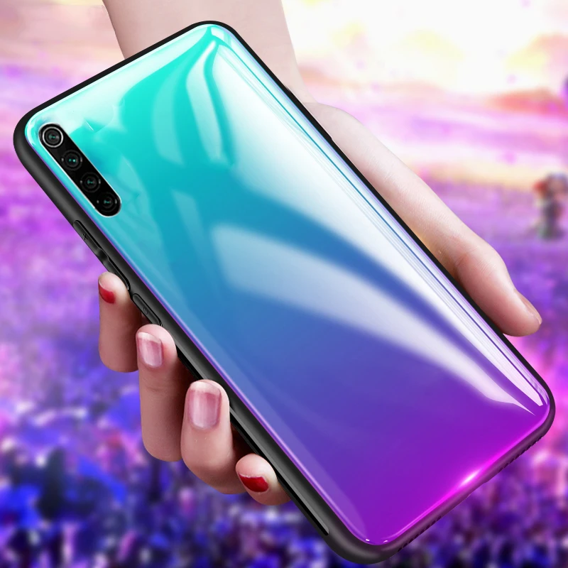 

Gradient Phone Case For Xiaomi Redmi Note 8 Pro Not 7 A7 Tempered Glass Hard Back Covers For Xiomi Mi 9T A2 Light 8 Lite MI9t t9