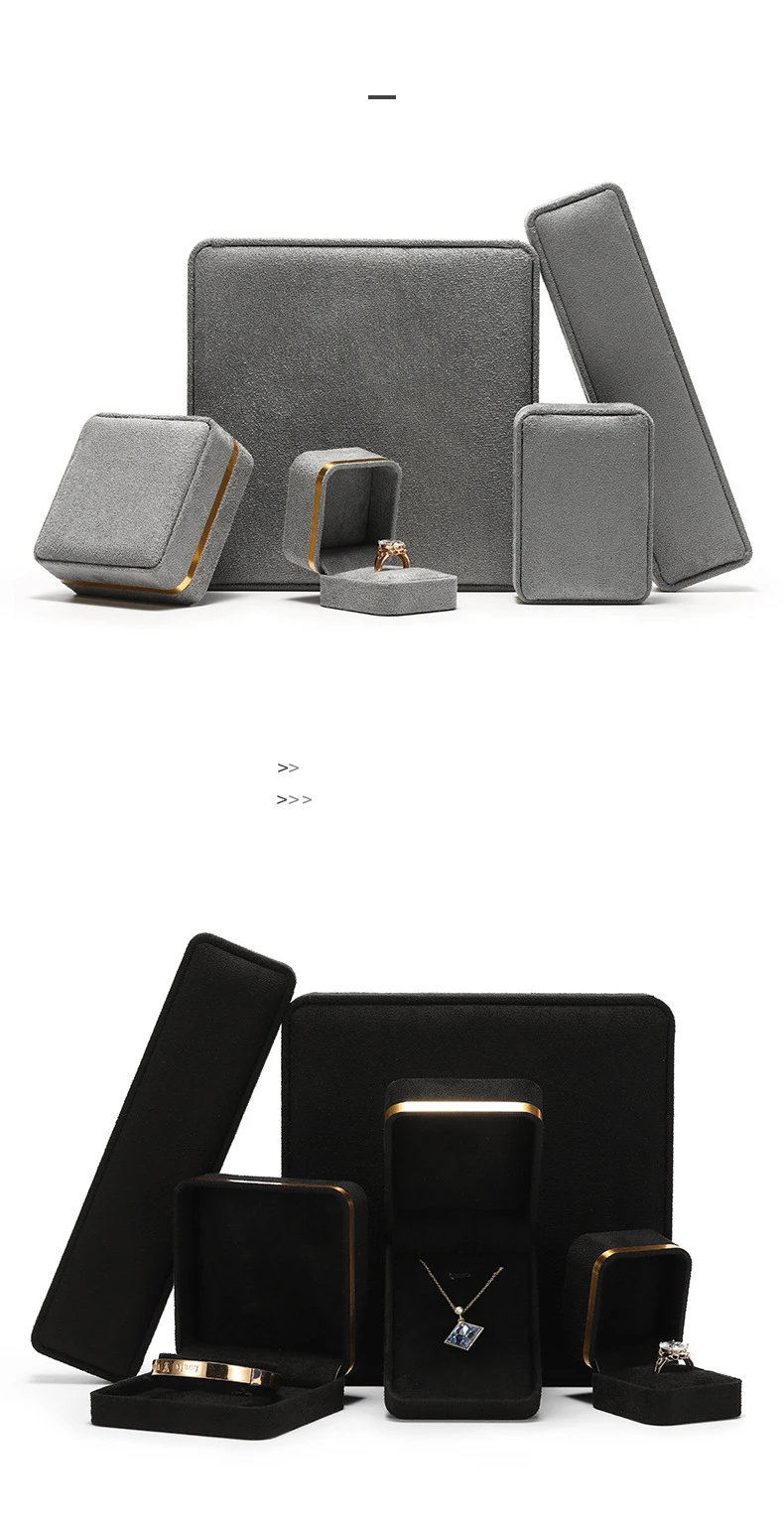 Good Quality Wholesale Velvet Jewellery Packaging Boxes Ring Pendant Necklace Bracelet Jewelry Gift Display Case